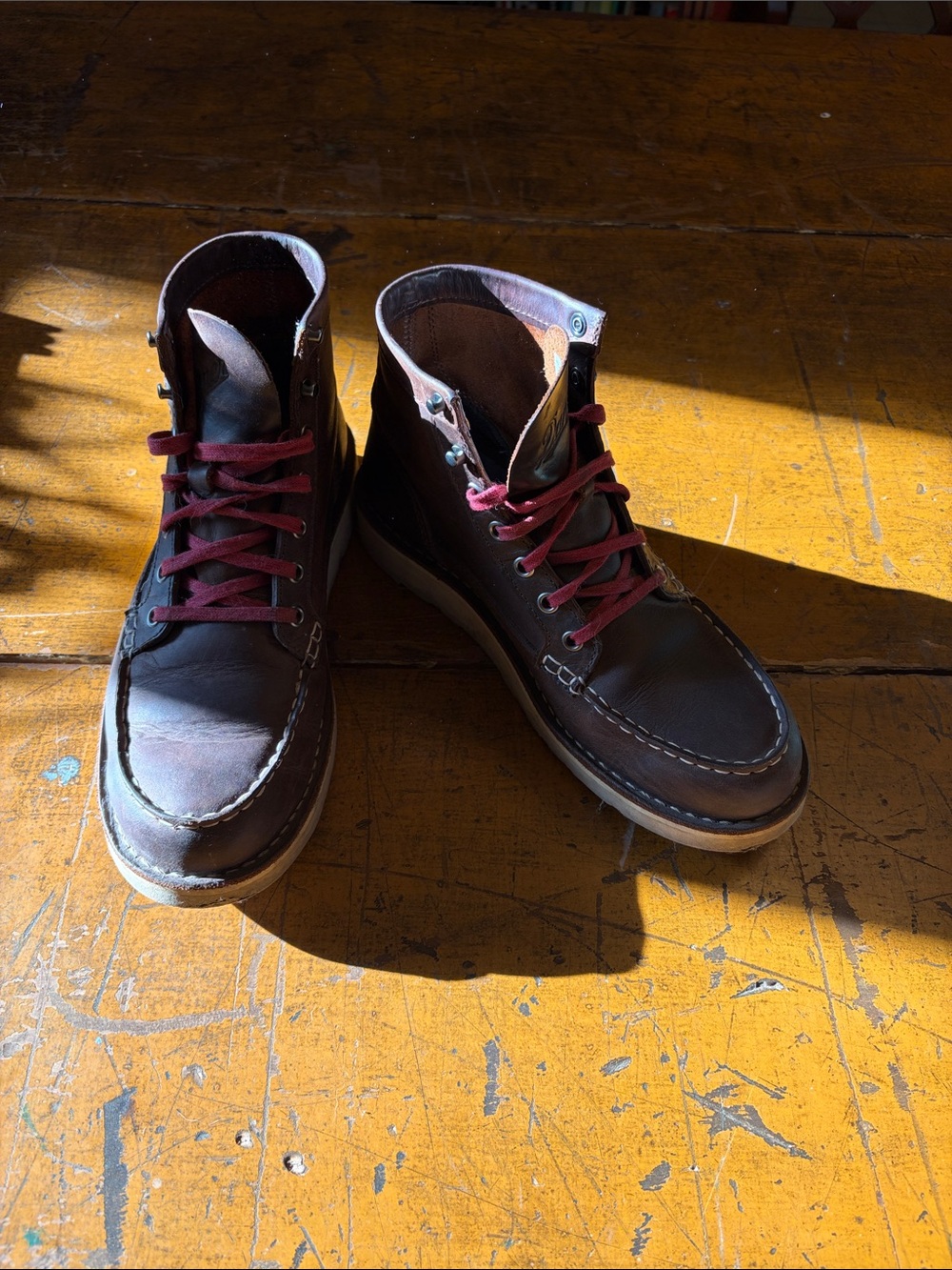 Danner Women's Dark Brown Leather Chukka Boots with Burgundy Laces